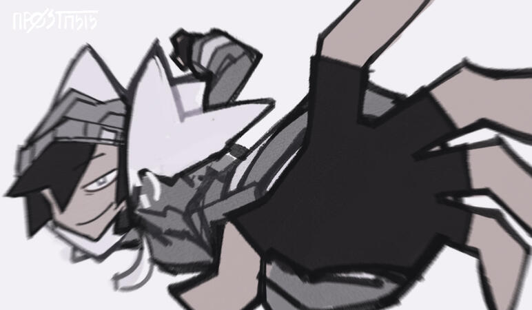 Another identical drawing of Itzi doing the vegeta/pepe punch meme, but with his human AU design.