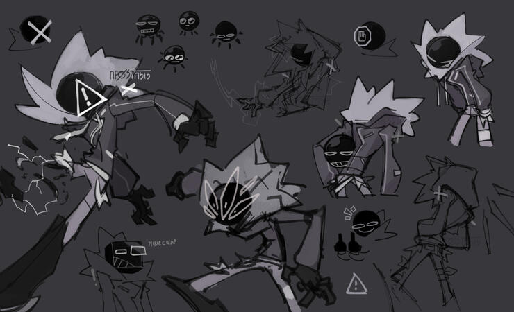 A sketchpage collage of various Itzis.